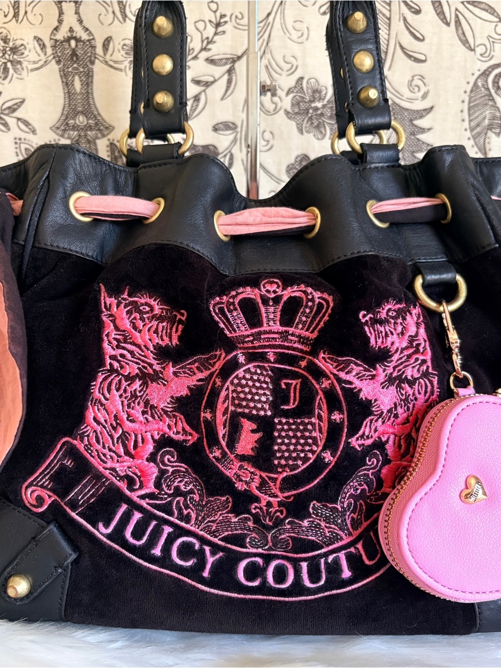 Vintage Juicy Couture Black Velour w/ Pink Scottie Dogs Daydreamer